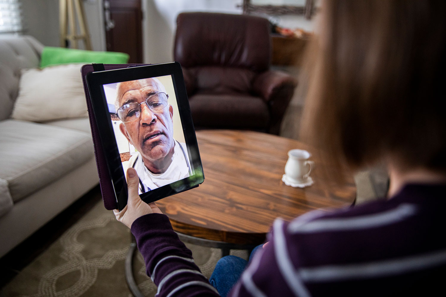 Telehealth appointment on tablet