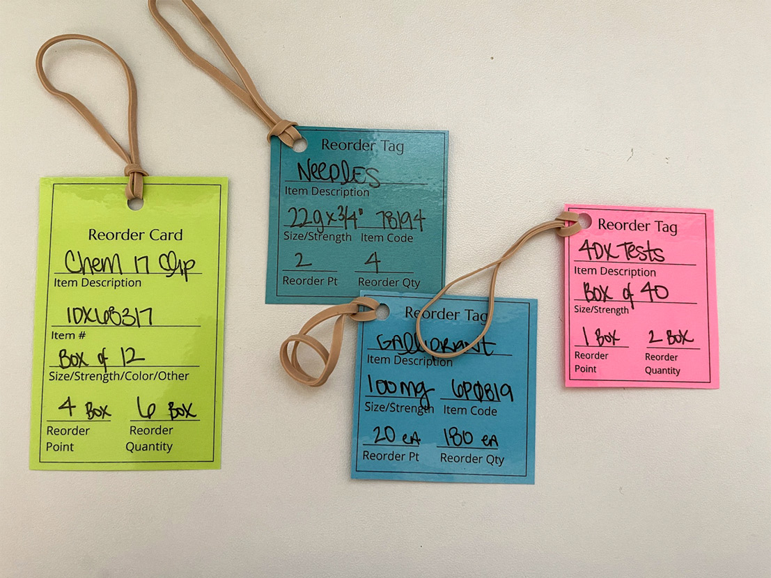 colorful reorder tags