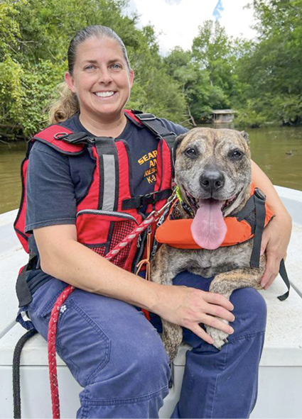 Peggy Wilson and search and rescue dog, Cali