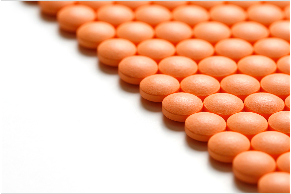Tablets lined up in rows