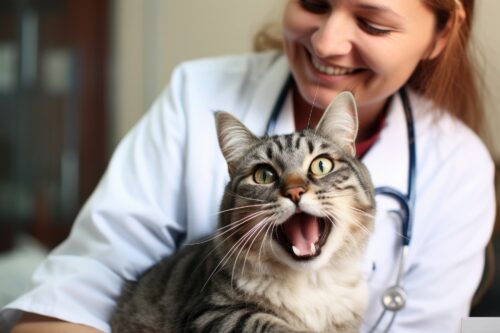 Cat with vet