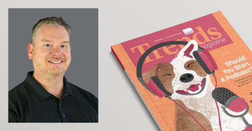 Trends editor, Ben Williams, and the april issue of Trends