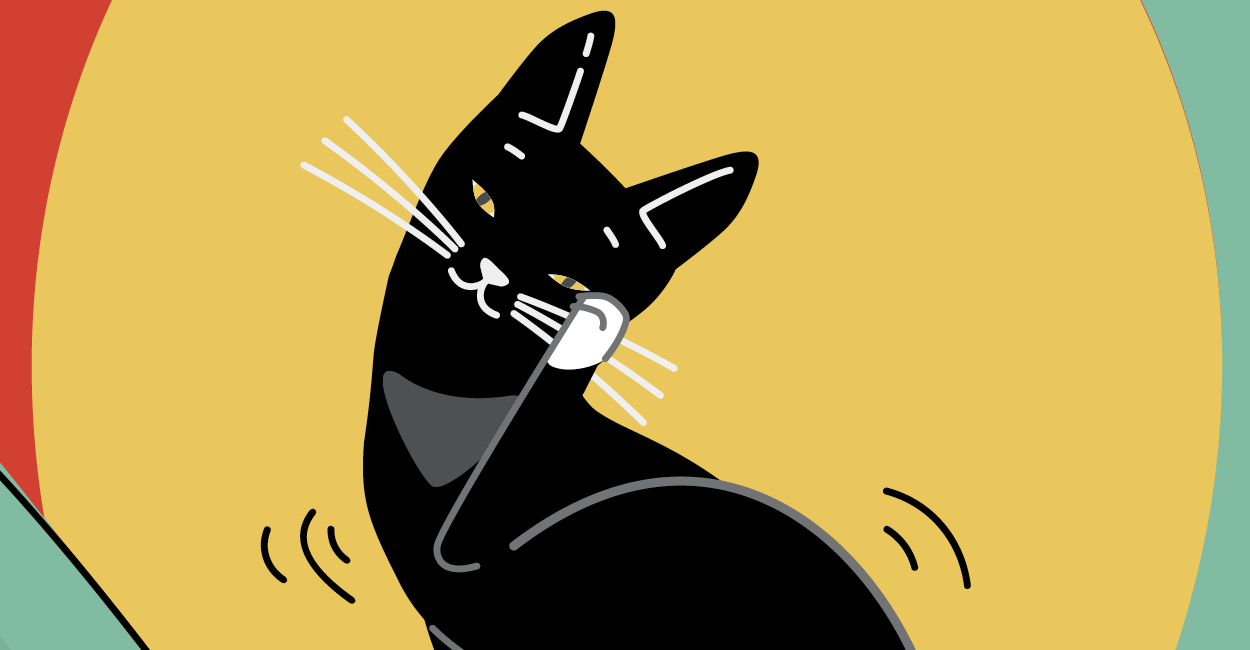 Illustration of a cat suffering from an allergic skin dermatology disease scratching herself