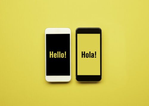 image of two cell phones, the screen on one says 