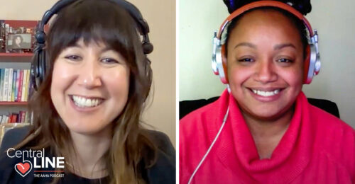A still of Katie Berlin, DVM, and Cherice Roth, DVM, MS, during a recording of Central Line: The AAHA Podcast