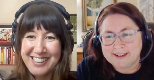 A still of Katie Berlin, DVM, and Lynn Hendrix, DVM, CHPV, during a recording of Central Line: The AAHA Podcast