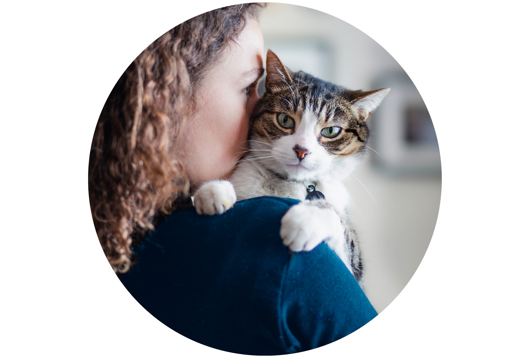 Photo of a woman holding a cat