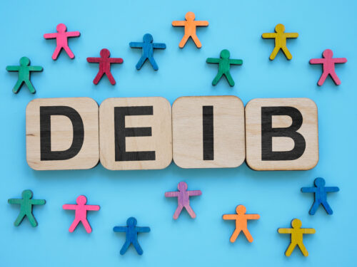 Figurines and the abbreviation DEIB Diversity, Equity, Inclusion, and Belonging