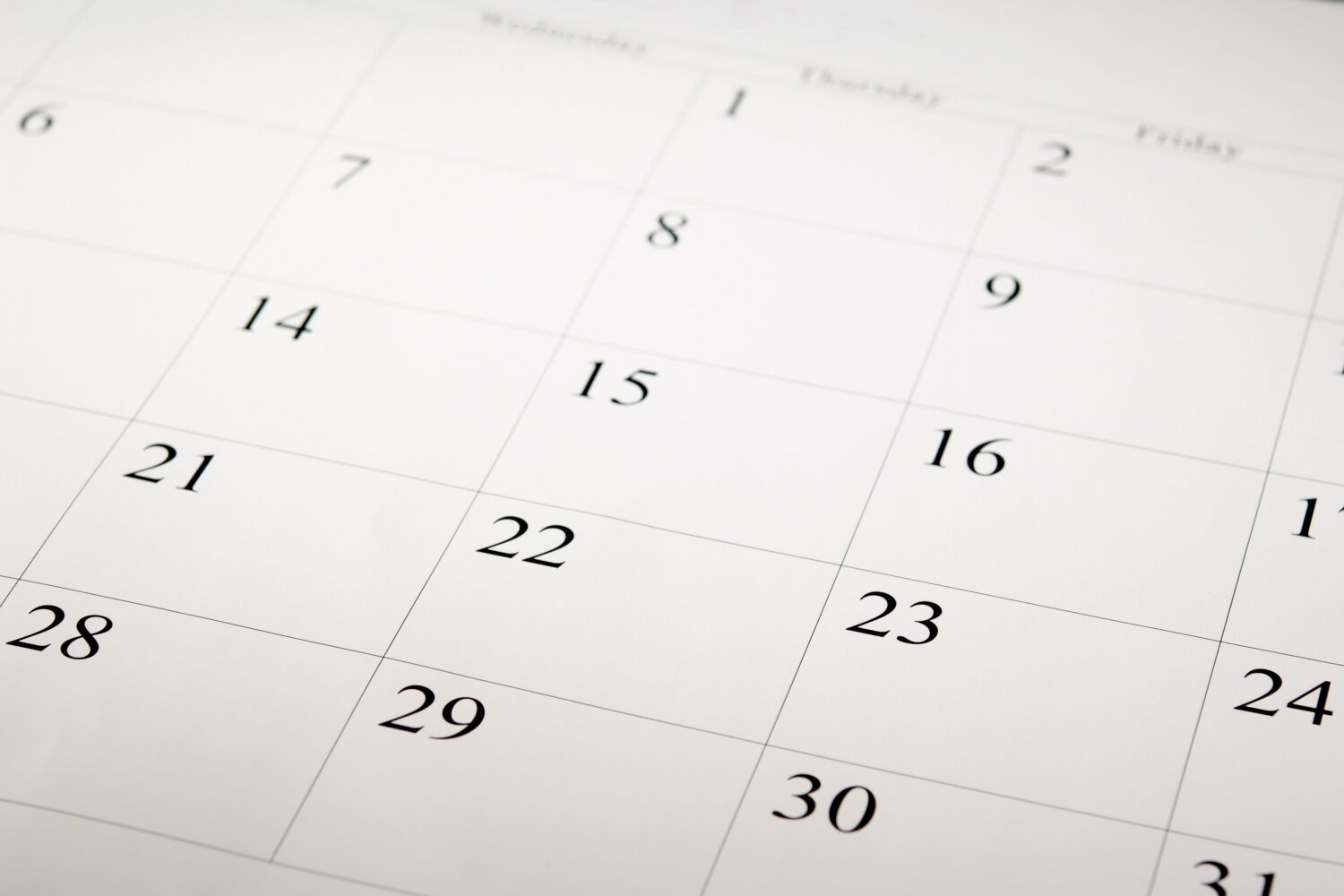 This image features a black and white calendar page