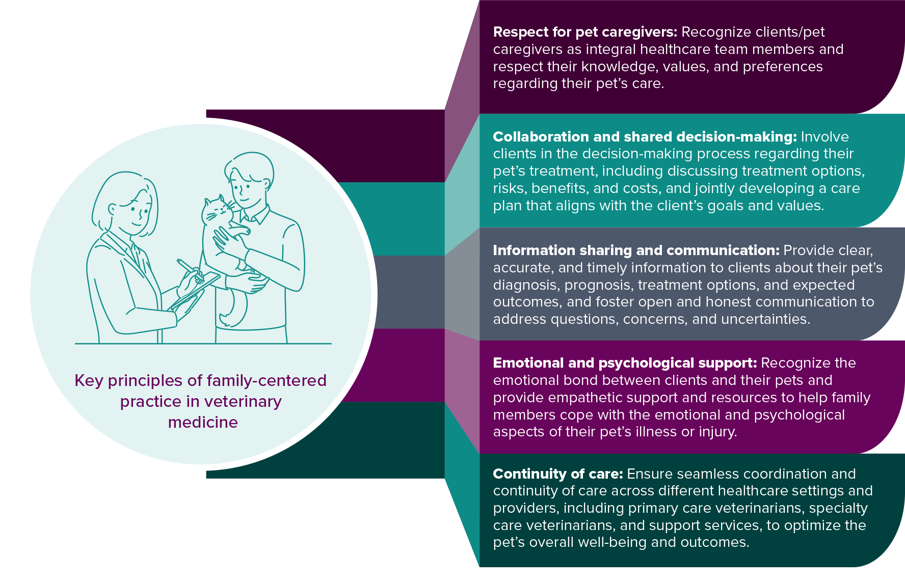 Graphic of Key principles of family-centered practice in veterinary medicine