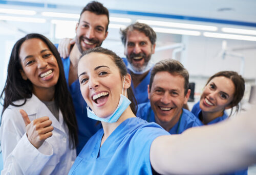 Medical team taking a selfie