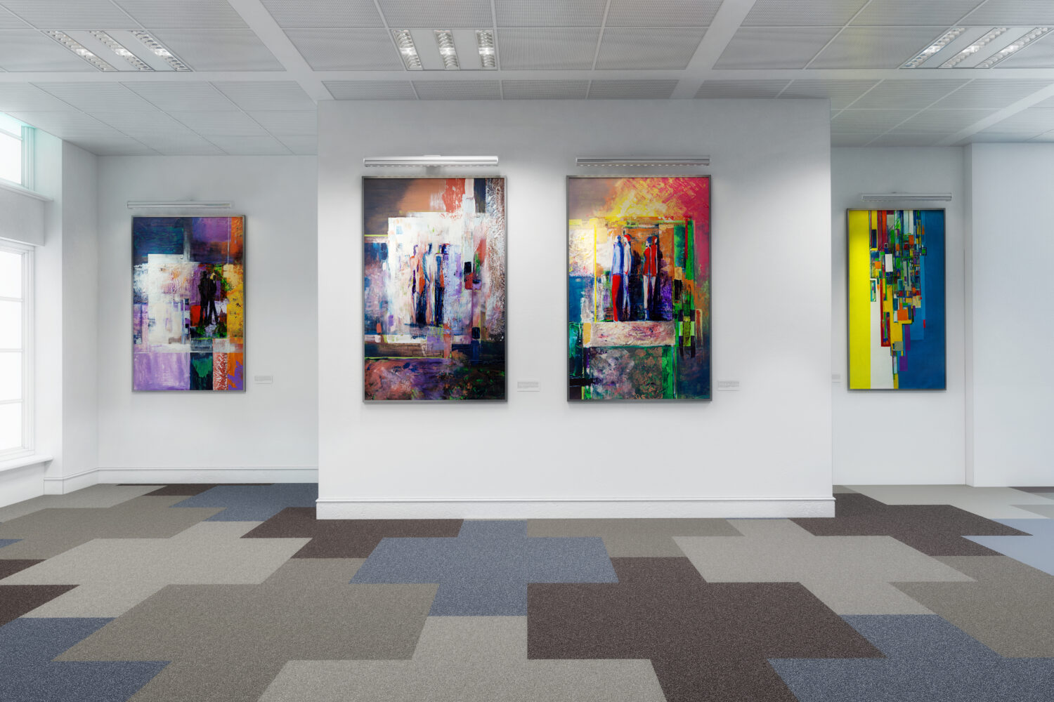 Visualization of modern art hanging on walls