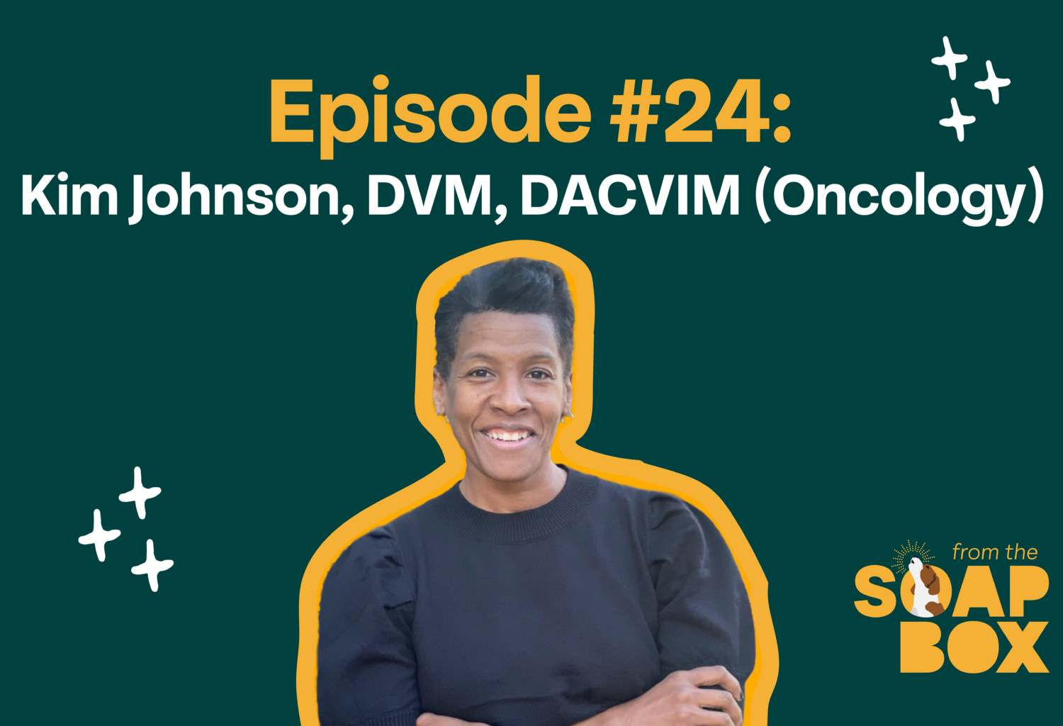 photo of Dr. kim johnson on green background with yellow outline